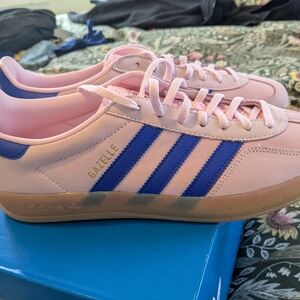 adidas Gazelle Pink with Blue Stripes Women’s Sneakers